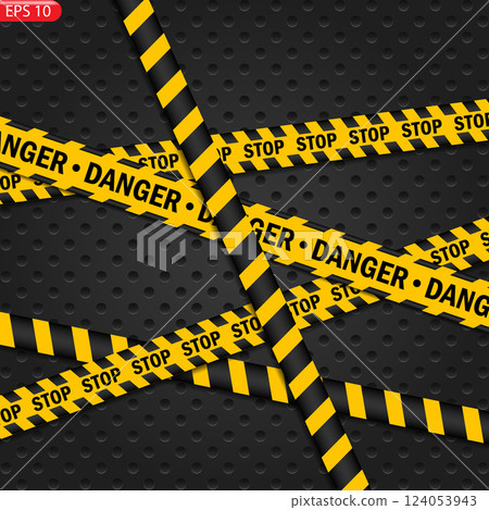 Black and color caution lines isolated. Realistic warning tapes. Danger signs. Vector background. 124053943