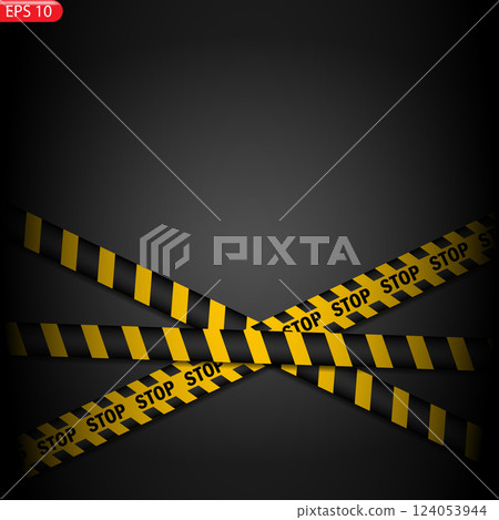 Black and color caution lines isolated. Realistic warning tapes. Danger signs Black and color caution lines isolated. Realistic warning tapes. Danger signs 124053944