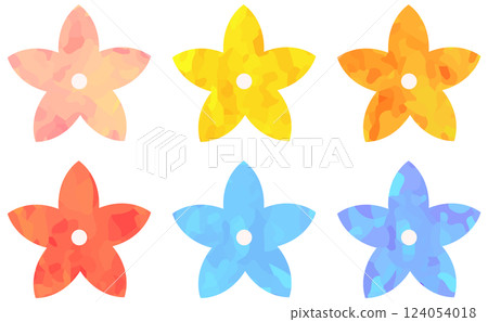 具有 5 個花瓣的彩色花卉插畫向量素材 124054018