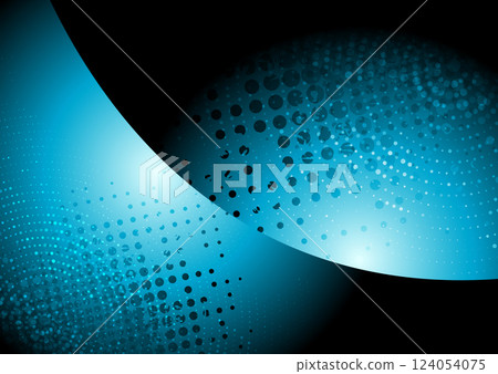 Dark blue concept wavy abstract background with halftone dots 124054075