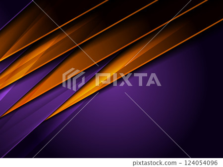 Dark violet and orange glossy stripes abstract geometric background Dark violet and orange glossy stripes abstract geometric background 124054096