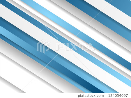 Blue and white geometric stripes abstract modern tech background Blue and white geometric stripes abstract modern tech background 124054097
