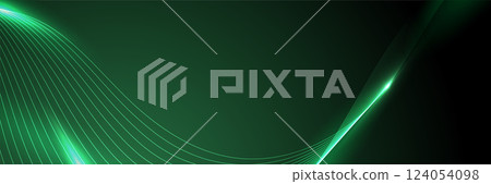 Green glowing futuristic linear waves abstract elegant background Green glowing futuristic linear waves abstract elegant background 124054098