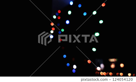 Multicolored night light bookeh effect on diwali and new year 124054120