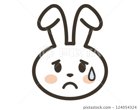Icon illustration of a white rabbit's face with a troubled expression Icon illustration of a white rabbit's face with a troubled expression 124054324