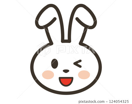 Smiling and winking white rabbit face icon illustration Smiling and winking white rabbit face icon illustration 124054325