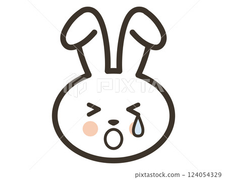 White rabbit crying face icon illustration White rabbit crying face icon illustration 124054329