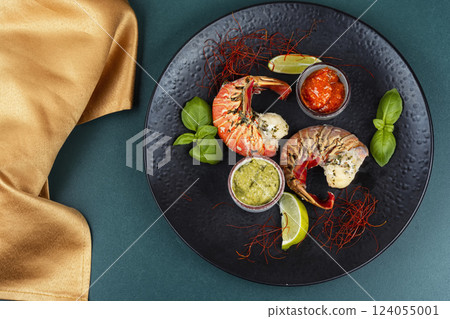 Roasted large lobster tail. Roasted large lobster tail. 124055001