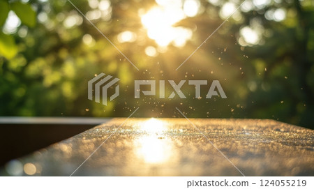 High-detail close-up of a dusty solar panel, renewable energy efficiency concern. Dusty solar panels 124055219