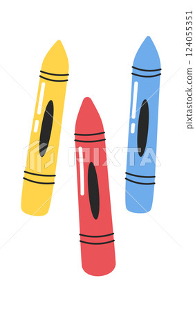 Red, yellow, blue crayons kit 124055351