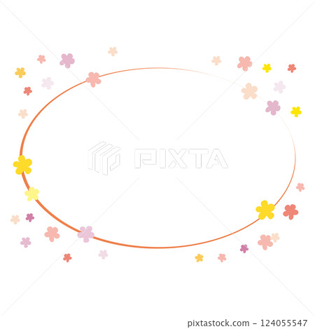 橢圓形的框架，上面有五顏六色的花朵 124055547