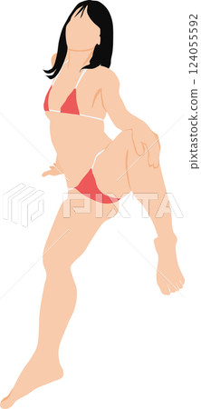Illustration of a woman in a swimsuit posing Illustration of a woman in a swimsuit posing 124055592