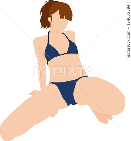 身穿泳衣的女子擺姿勢的插圖 身穿泳衣的女子擺姿勢的插圖 124055594