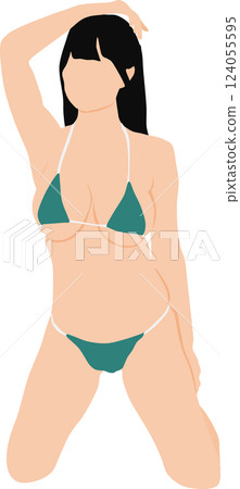身穿泳衣的女子擺姿勢的插圖 身穿泳衣的女子擺姿勢的插圖 124055595