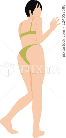 Illustration of a woman in a swimsuit posing 124055596
