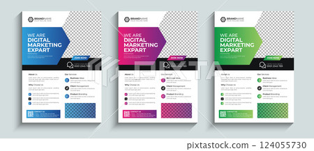 Modern Creative Corporate Business Flyer, brochure cover design, layout Template design. Annual Report, Magazine, Poster, Business Presentation, Portfolio, pamphlet, Banner template. 124055730