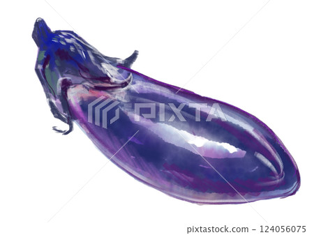 新鮮美味的茄子水彩插畫 新鮮美味的茄子水彩插畫 124056075