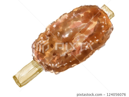 Watercolor illustration of delicious handmade gohei mochi Watercolor illustration of delicious handmade gohei mochi 124056076