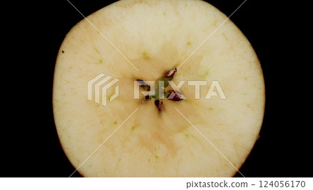 A detailed crosssection of a Fresh Apple, beautifully showcasing its seeds, flesh, and structure 124056170