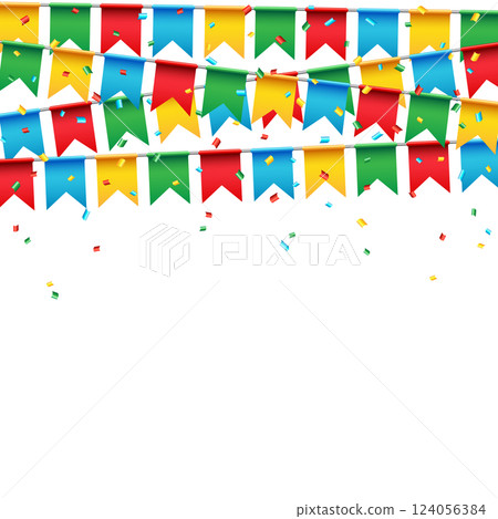 Party Celebration Flag with Confetti Party Celebration Flag with Confetti 124056384