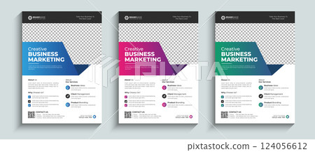 Corporate Flyer, Business Flyer template colorful gradient geometric shape. Brochure design, layout template design, annual report, magazine, poster, business presentation, portfolio, banner template 124056612