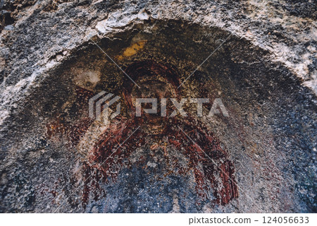 Remains of Religious Painting Outdoor Ruined Church Remains of Religious Painting Outdoor Ruined Church 124056633