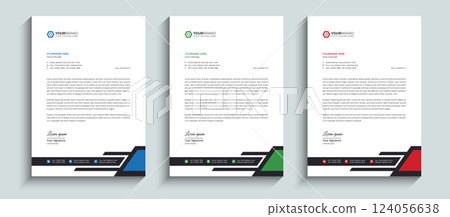 Abstract Professional corporate official business letterhead layout template design. Professional company brand stationary identity and cover layout template with red, blue, and green colors. Abstract Professional corporate official business letterhead layout template design. Professional company brand stationary identity and cover layout template with red, blue, and green colors. 124056638