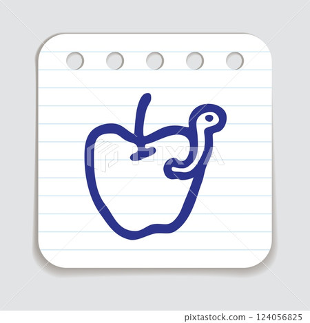 Apple doodle icon hand drawn with blue pen on a notepaper in freehand style Apple doodle icon hand drawn with blue pen on a notepaper in freehand style 124056825