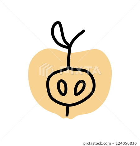 Apple half doodle icon hand drawn in a modern minimalistic style 124056830