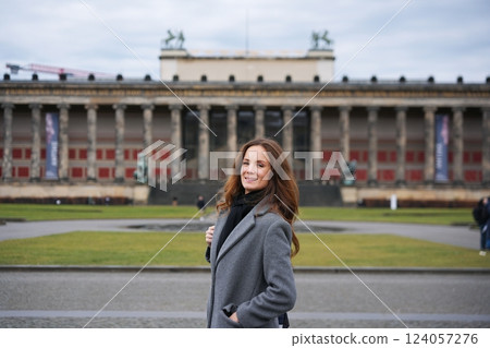 Relaxed Woman Posing in Front of Altes Museum, Berlin Relaxed Woman Posing in Front of Altes Museum, Berlin 124057276