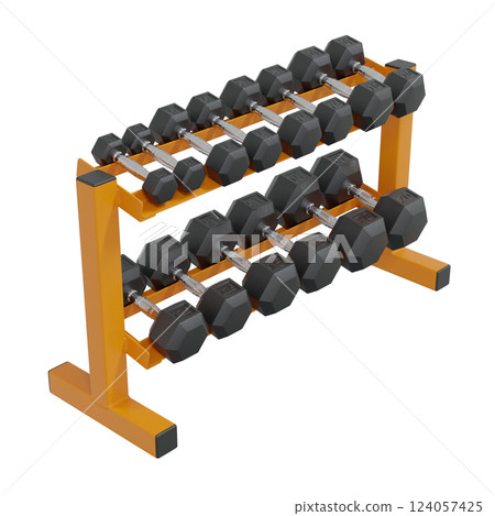 Gym Dumbbell rack, a stand for weightlifting gym equipment Gym Dumbbell rack, a stand for weightlifting gym equipment 124057425