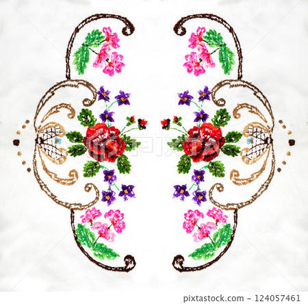 Handmade embroidery, folk arts and crafts Handmade embroidery, folk arts and crafts 124057461