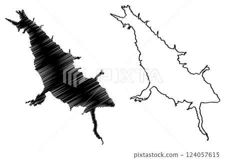 Lake Iskar Reservoir (Republic of Bulgaria) map vector illustration, scribble sketch map Lake Iskar Reservoir (Republic of Bulgaria) map vector illustration, scribble sketch map 124057615