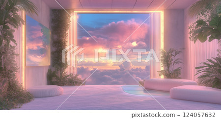 Interior design, pink and beige charm concept in the room 124057632