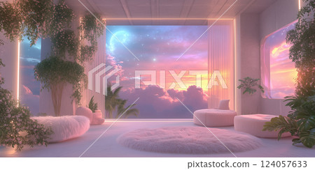 Interior design, pink and beige charm concept in the room 124057633