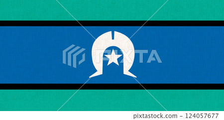 Flag of Torres Strait Islander on fabric texture. Illustration of Australian symbol 124057677