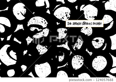Grunge ink brush strokes elements. Black paint brush, stroke, line, grunge. Dirty textures of banners, boxes, frames and design elements. Black grunge brush stroke ink template collection 124057688