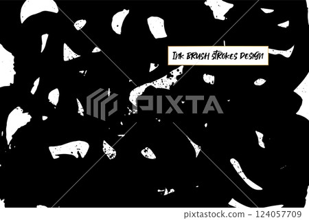 Ink brush strokes background. Grunge Brush strokes Background. Grunge texture Background. Abstract Black and white grunge texture. Vector brush stroke texture. Black ink, paint splatter. 124057709