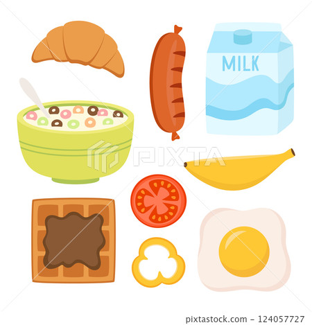 healthy breakfast set, flat style 124057727