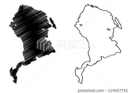 Lake Niegocin (Republic of Poland) map vector illustration, scribble sketch Lowentinsee or Lowentinsee map 124057742
