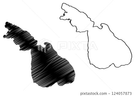 Lake Sevan (Republic of Armenia) map vector illustration, scribble sketch Sevana lich map 124057873
