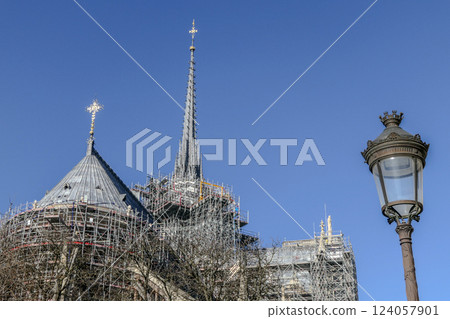 France, Restoration of Notre Dame de Paris, the spire under construction France, Restoration of Notre Dame de Paris, the spire under construction 124057901