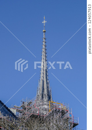 France, Restoration of Notre Dame de Paris, the spire under construction 124057913