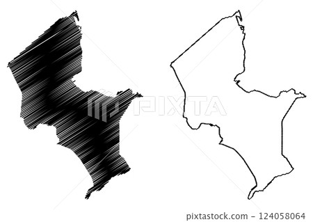 IJsselmeer lake (Kingdom of the Netherlands) map vector illustration, scribble sketch Lake IJssel map 124058064