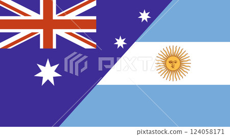 Flag of Australia and Argentina. Two Flag Together Australian and Argentinian Flag of Australia and Argentina. Two Flag Together Australian and Argentinian 124058171