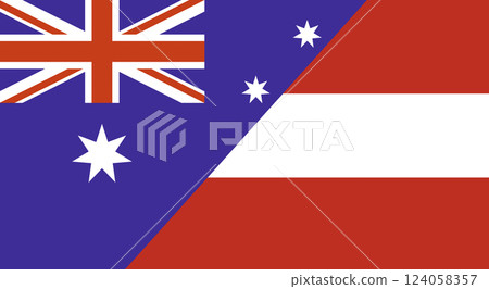 Flag of Australia and Austria. Two Flag Together Australian and Austrian 124058357