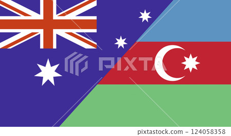 Flag of Australia and Azerbaijan. Two Flag Together Australian and Azerbaijani 124058358