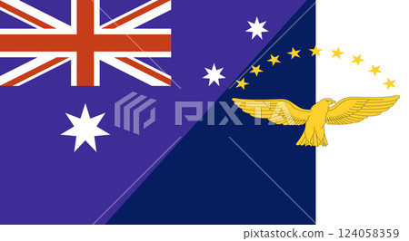 Flag of Australia and Azores. Two Flag Together Australian and Azores islands 124058359