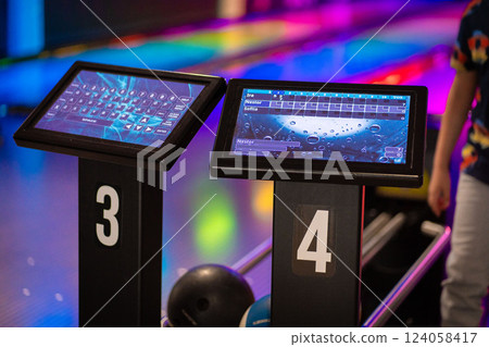 Modern screen, bowling screen with touch screen background. clipping path 124058417