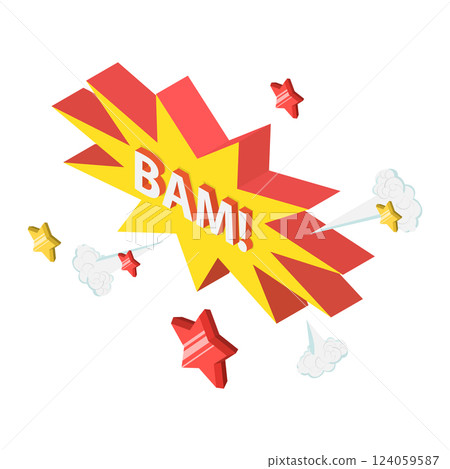 3D Isometric Flat Vector Illustration of Comic Sound Effects , Speech Bubbles with Dot Pattern. Item 3 124059587